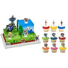 I use modelling paste / gum paste to create my paw patrol figure, you could also use fondant. Paw Patrol Chase To The Rescue Cake Topper With 24 Chase Rocky Zuma Marshall Skye Rubble Cupcake Topper Rings And 6 Character Candles Walmart Com Walmart Com