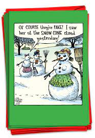 NobleWorks - 12 Funny Merry Christmas Cards Bulk (1 Design, 12 Cards) -  Snowman Fake Boobs B2518XSG - Walmart.com