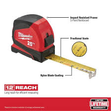 Online shopping for tape measures from a great selection at tools & home improvement store. Milwaukee 25 Ft Compact Tape Measure 48 22 6625 The Home Depot