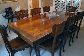 Dining Set Pakistani 10 Piece Tibetan Cherry Handed Carved Brass Inlays Asian Interior Design Kitchen Unique Furniture Dream Furniture