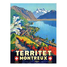 montreux areal view switzerland travel postcard travel trip journey tour voyage vacationtrip va travel postcard vintage travel posters travel posters