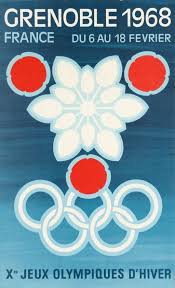 Une femme et un homme porteront le drapeau tricolore lors des cérémonies d. Xes Jeux Olympiques D Hiver Grenoble 1968 France Winter Olympics Vintage Ski Posters Olympic Games