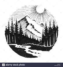 Pngtree le proporciona 125 libre dibujo de líneas en blanco y negro png, psd, vectores e clipart. Rio De Montana Paisaje Dibujo En Blanco Y Negro De Tinta Fotografia De Stock Alamy