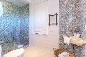 Welcome to mosaic village, your mosaic tile specialist. Bathroom With Gray Glass Mosaic Tiles Cottage Bathroom