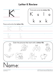 beginning letter k worksheet primarylearning org