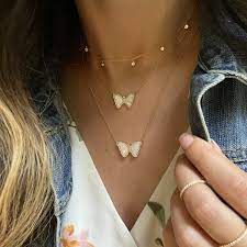 Download Opal Butterfly Necklace With Stripes Kamaria