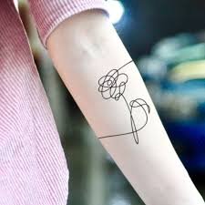 Bts Love Yourself Flower Temporary Tattoo Sticker Set Of 2 In 2020 Bts Tattoos Kpop Tattoos Tattoos