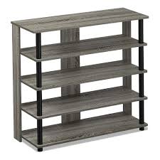 This shoe rack is the perfect organizational product for any home! Furinno Turn N Tube 5 Tier Wide Wooden Shoe Rack Shelf Closet Organizer For Home Entryways Living Rooms And Mud Rooms French Oak Grey Target