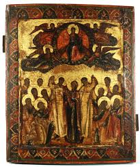 A Russian Icon Of Christ Presiding Over An Assembly Of Saints Russian Icons Biblical Art American Fine Art