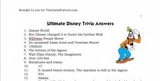 It's actually very easy if you've seen every movie (but you probably haven't). Walt Disney World And Disneyland Disney Trivia Challenge