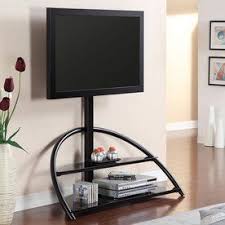 Furniture Of America Fitz Black Half Round Integrated Mount Television Black Glass Tv Stand Glass Tv Stand Curved Tv Stand
