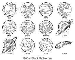 Whether you use them one at a time for a solar system unit, … Solar System Planets Coloring Page Black And White Cartoon Illustration Of Funny Planets Of Solar System Space Mascot Canstock