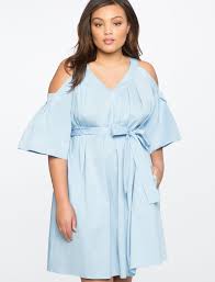 Cold Shoulder Pleated A Line Dress Womens Plus Size