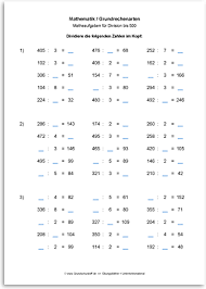 Arbeitsblatt Mathematik Grundrechenarten Division Dividieren Bis 1000 Nr 4 Pdf