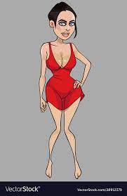 Cartoon sexy woman in a short red dress Royalty Free Vector