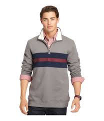 Izod Mens Quarter Zip Striped Sweatshirt