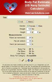 11 interpretive navy body composition chart