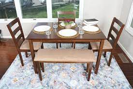 4 Person 5 Piece Kitchen Dining Table Set 1 Table 3 Microfiber Chairs 1 Bench Walnut J150232walnut Dining Table In Kitchen Dining Table Dining Table With Bench