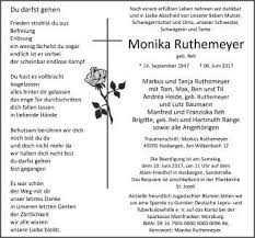 Noz Trauerportal Monika Ruthemeyer 14 09 1947 Bis 06 06 2017 Trauerfall 1 Anzeigen 09 06 2017 Neue Osnabrucker Z Traueranzeigen Trauer Spruche Trauer