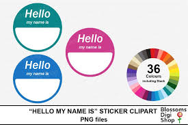 23.4kb page layout printing web template , tag transparent background png clipart size: Hello My Name Is Clipart 387001 Stickers Design Bundles