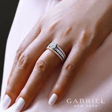 Gabriel Ny 14k Yellow And White Gold Split Shank Triple Band Diamond Engagement Ring By Gabriel Ny White Topaz Engagement Ring White Gold Wedding Rings Diamond Wedding Bands