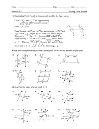 Angles in parallel lines worksheet year 7. Name Class Date Given And