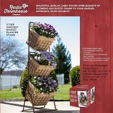 Mdesign vertical standing storage basket stand with 3 baskets. Three Tier Harvest Basket Planter Stand