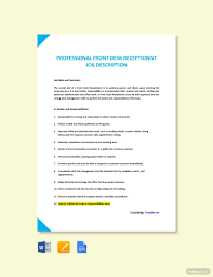 Free Professional Front Desk Receptionist Job Ad And Description Template Word Doc Google Docs Job Description Template Job Description Accounting Jobs