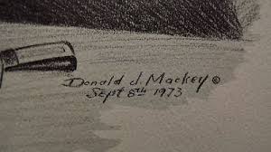 DONALD J MACKEY PIGS WITH COCKTAILS PENCIL DRAWING PRINT SIGNED 1973