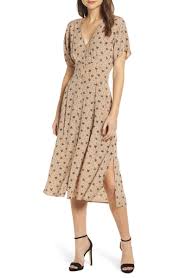 Astr The Label Dolman Sleeve Button Down Midi Dress Main Color Tan Black Multi Floral Nordstrom Dresses Nursing Friendly Dress Dresses