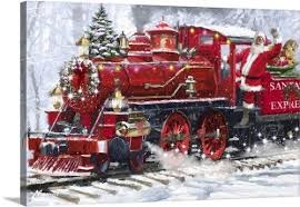 The Macneil Studio Solid Faced Canvas Print Wall Art Print Entitled Santa S Train Christmas Scenes Christmas Train Dollar Store Christmas