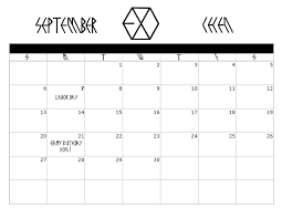 Jungkook of bts (sept 1) · mark of got7 (sept 4) · dongpyo of x1 (sept 9) · yeonjun of txt (sept 13) · han of stray kids (sept 14) · felix of stray kids (sept 15) . September Chen Exo Calendar With Birthday By Weirdoonelmstreet On Deviantart