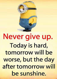 Never Give Up Take Care Funny Minion Quotes Minion Quotes Jokes Quotes