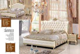 Uniquely designed with white leather all around the headboard, frame, and foot board. China Hot Sell Antique Luxury White Leather European Style Home Furniture King Bed Bedroom Sets China Leather Bed Bedroom Furniture Bed