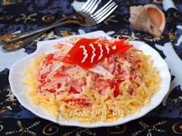 салат с морской капустой и крабовыми палочками и горошком Salat Krasnoe More Recept Nacionalnaya Eda Idei Dlya Blyud Recepty Prigotovleniya