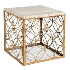 Decmode glass and acrylic coffee table. Gold Leaf Square Side Coffee Table Metal Frame Glass Marble Top Luxury Decorative Accent Living Room Furniture Coffee End Table Buy Metal And Glass Side Coffee Table Wire Modern Decorative Living Room Furniture Accent Furniture