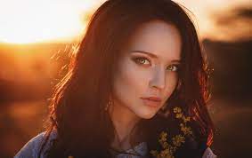 Wallpaper Face Sunlight Women Model Sunset Long Hair Brunette Angelina Petrova Fashion Person Color Girl Beauty Smile Eye Woman Lady Hairstyle Portrait Photography Photo Shoot Brown Hair Facial Expression Organ Close