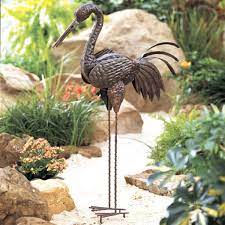 Metal Beach Crane Garden Stake Collections Etc In 2021 Garden Statues Lawn Ornament Decorative Garden Stakes