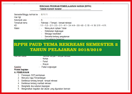 Check spelling or type a new query. Rpph Paud Tema Rekreasi Semester 2 Tahun Pelajaran 2018 2019