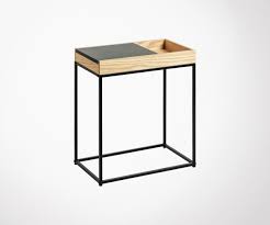 N'hésitez plus, voici le canapé qu'il ses + : Bout De Canape Design Bois Metal Avec Tiroir Coulissant Style Moderne