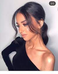 Black Over The Shoulder Dress And Makeup Inspiring Ladies Hair Makeup Hairstyle Hair Styles