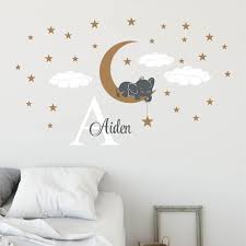 elephant sur lune sticker personnalise pour etsy sticker personnalise deco interieure stickers muraux
