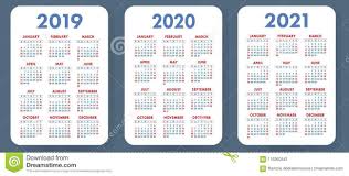 Illustration About Pocket Calendar 2019 2020 2021 Set Basic Simple Template Week Starts On Sunday Ve Pocket Calendar Calendar Template Calendar Printables
