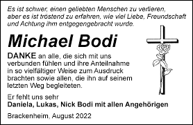 Traueranzeigen von Michael Bodi