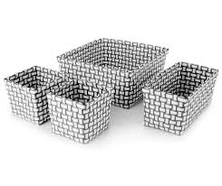 Black And White Storage Bins Black White Woven Strap Storage Bins 4 Piece Set Big Lots Bins Storage Bins Stylish Organizing