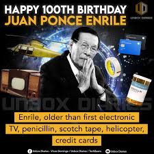Enrile, older than first electronic TV, penicillin, scotch tape,  helicopter, credit cards - Unbox Diaries
