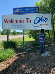 Welcome to ohio sign at night. We Stopped Near The Ohio Border On Our Road Trip So We Could Get Through It Without Having To Stay The Night There Ihateohio