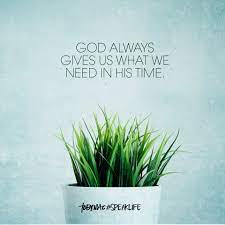God Always Gives Us What We Need In His Time Speak Life Wise Words Quotes Bible Quotes About Faith