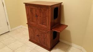 This versatile piece of furniture can be used to house a litter box or a pet bed while also functioning as a side table or a nightstand. Double Stacked Cat Litter Box Cabinets Crazy Cat Lady Supplies