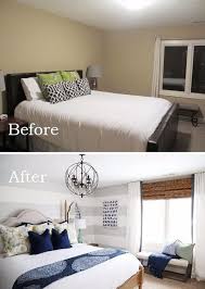 Use Large Gray Horizontal Stripes To Visually Elongate The Wall Guest Bedroom Makeover Small Master Bedroom Remodel Bedroom